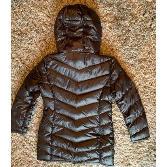 Andrew Marc Loden packable puffer DOWN Shiny Black Long Coat Jacket sz XS - Picture 9 of 10